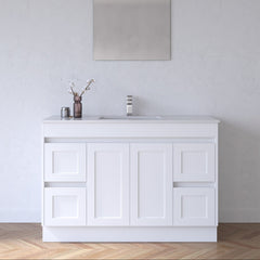 BV01 (500mm Depth) Matte White Shaker Freestanding Vanity - 900 / 1200 mm