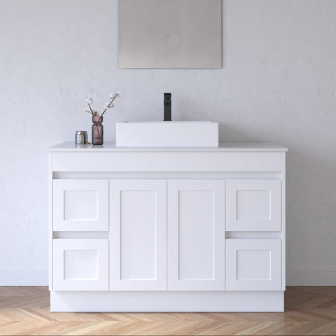 BV01 (500mm Depth) Matte White Shaker Freestanding Vanity - 900 / 1200 / 1500 mm