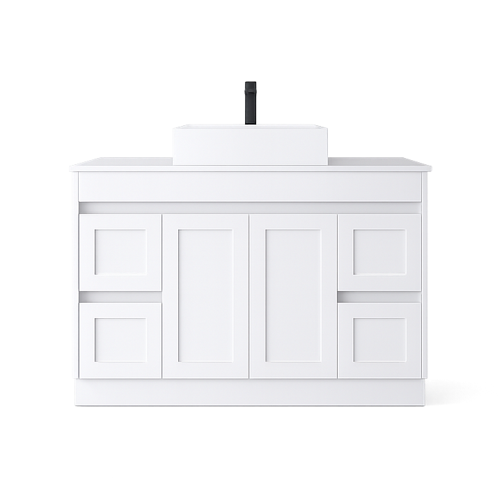 BV01 (500mm Depth) Matte White Shaker Freestanding Vanity - 900 / 1200 / 1500 mm