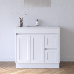 BV01 (500mm Depth) Matte White Shaker Freestanding Vanity - 900 / 1200 mm