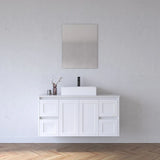 BV01WH (520mm Depth) Matt White Shaker Fingerpull Wall Hung Vanity - 900 / 1200 / 1500mm