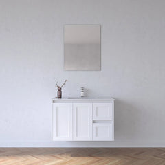 BV01WH (520mm Depth) Matt White Shaker Fingerpull Wall Hung Vanity - 900mm