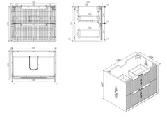 BV09WH Fluted Matte White Wall Hung Vanity - 750 / 900 / 1200 / 1500 (Single Bowl)/ 1500 (Double Bowls)