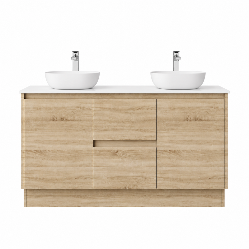 BV17 (520mm Depth) Woodgrain Fingerpull Freestanding Vanity - 1500x520mm