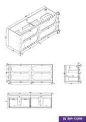 BV18WH (520mm Depth) Matt White Shaker Wall Hung Vanity - 1500mm