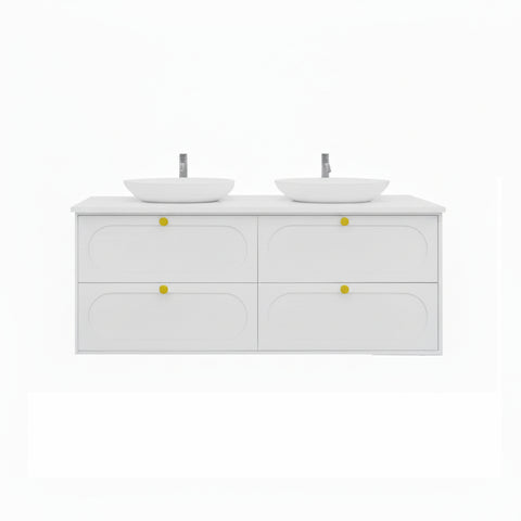 BV18WH (520mm Depth) Matt White Shaker Wall Hung Vanity - 1500mm