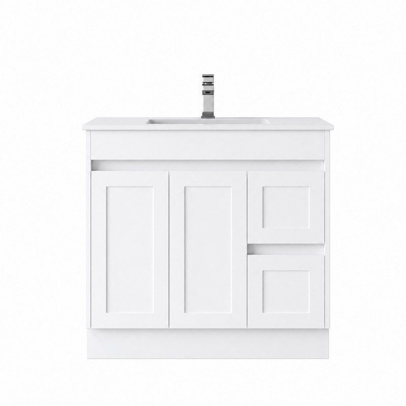 BV51 (460mm Depth) Matt White Fingerpull Freestanding Vanity - 600 / 750 / 900 / 1200 / 1500 / 1800mm