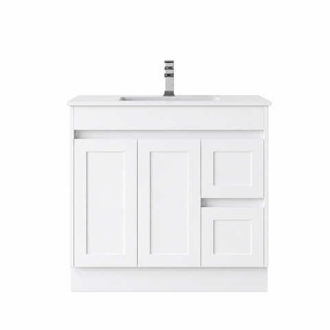 BV51 (460mm Depth) Matt White Fingerpull Freestanding Vanity - 600 / 750 / 900 / 1200 / 1500 / 1800mm