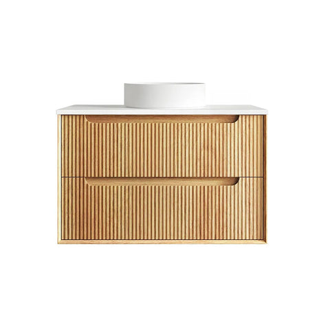 BV43WH Natural Oak Fluted Wall Hung Vanity - 600 / 750 / 900 / 1200 / 1500 / 1800mm