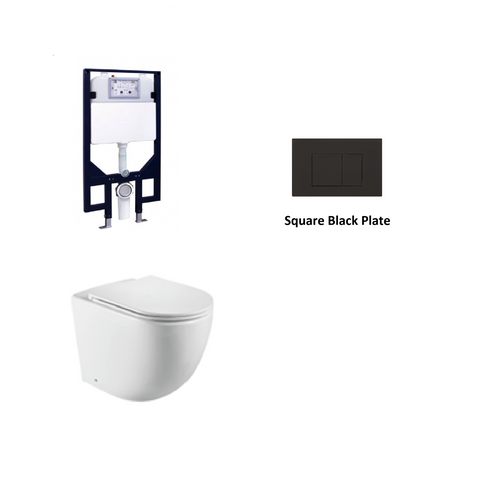 R&T In Wall Package - Tornado Rimless Wall Hung Pan, Inwall Cistern and Button