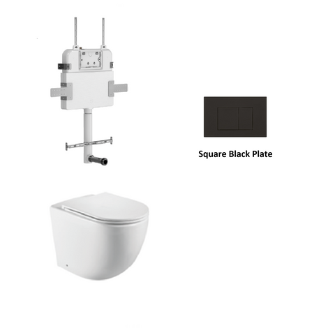 R&T In Wall Package - Tornado Rimless Floor Pan, Inwall Cistern and Button