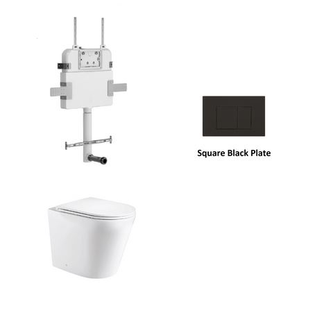 R&T In Wall Package - Rimless Floor Pan, Inwall Cistern and Button