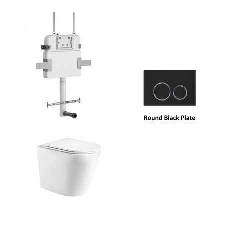 R&T In Wall Package - Rimless Floor Pan, Inwall Cistern and Button