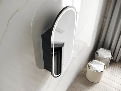 Pill Shape LED Mirror Cabinet 450x900mm - Various Colours