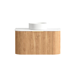 BV12WH Curved Flute Natural Oak Wall Hung Vanity - 600 / 750 / 900 / 1200 / 1500 / 1800mm
