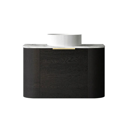 BV73 Curved Black Oak Wall Hung Vanity - 600 / 750 / 900 / 1200 / 1500 / 1800mm