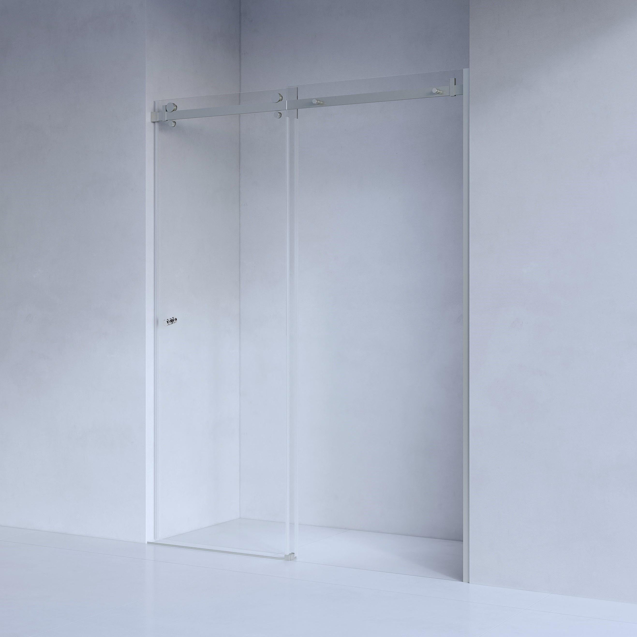 SS25 wall to wall sliding shower enclosure in chrome