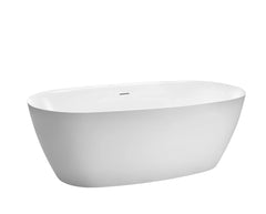 Bryon Oval Freestanding Bath with Overflow 1500mm - Gloss White