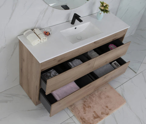 BV10 Dark Oak Fingerpull Freestanding Vanity - 600 / 750 / 900 / 1200 / 1500 / 1800mm