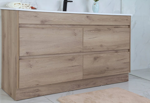 BV10 Dark Oak Fingerpull Freestanding Vanity - 600 / 750 / 900 / 1200 / 1500 / 1800mm