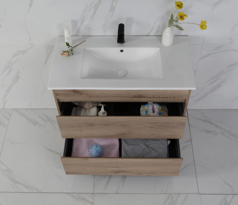 BV10 Dark Oak Fingerpull Freestanding Vanity - 600 / 750 / 900 / 1200 / 1500 / 1800mm