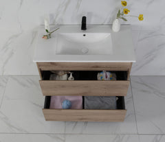 BV10 Dark Oak Fingerpull Freestanding Vanity - 600 / 750 / 900 / 1200 / 1500 / 1800mm