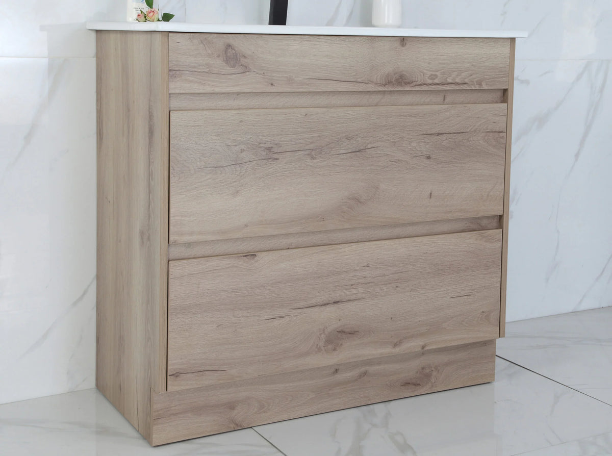 BV10 Dark Oak Fingerpull Freestanding Vanity - 600 / 750 / 900 / 1200 / 1500 / 1800mm
