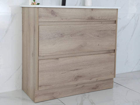 BV10 Dark Oak Fingerpull Freestanding Vanity - 600 / 750 / 900 / 1200 / 1500 / 1800mm