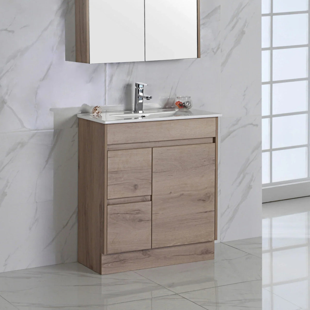 BV11 Slimline Dark Oak Fingerpull Freestanding Vanity