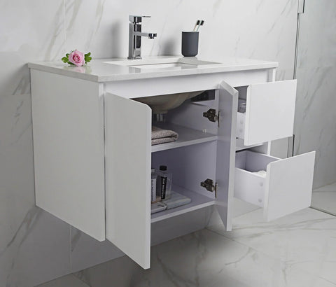 BV03WH Gloss White Fingerpull Wall Hung Vanity - 600 / 750 / 900 / 1200 / 1500 / 1800mm