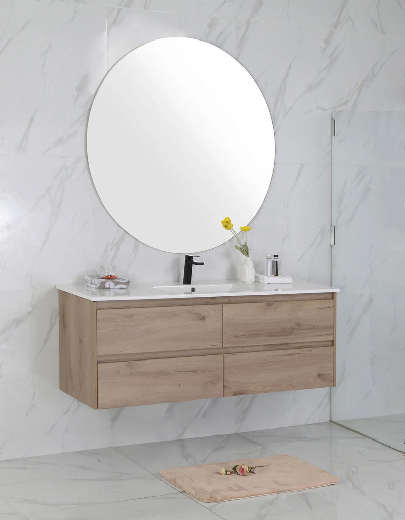 BV10WH Dark Oak Fingerpull Wall Hung Vanity - 600 / 750 / 900 / 1200 / 1500S / 1500D / 1800mm