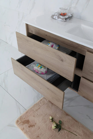 BV10WH Dark Oak Fingerpull Wall Hung Vanity - 600 / 750 / 900 / 1200 / 1500S / 1500D / 1800mm