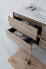 BV10WH Dark Oak Fingerpull Wall Hung Vanity - 600 / 750 / 900 / 1200 / 1500S / 1500D / 1800mm