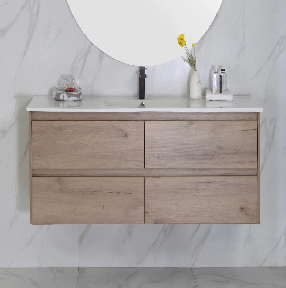 BV10WH Dark Oak Fingerpull Wall Hung Vanity