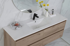 BV10WH Dark Oak Fingerpull Wall Hung Vanity - 600 / 750 / 900 / 1200 / 1500S / 1500D / 1800mm