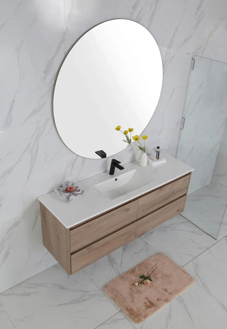 BV10WH Dark Oak Fingerpull Wall Hung Vanity - 600 / 750 / 900 / 1200 / 1500S / 1500D / 1800mm