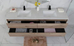 BV10WH Dark Oak Fingerpull Wall Hung Vanity - 600 / 750 / 900 / 1200 / 1500S / 1500D / 1800mm