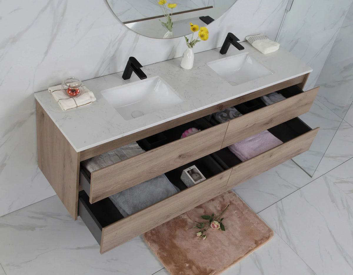 BV10WH Dark Oak Fingerpull Wall Hung Vanity
