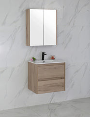 BV10WH Dark Oak Fingerpull Wall Hung Vanity - 600 / 750 / 900 / 1200 / 1500S / 1500D / 1800mm