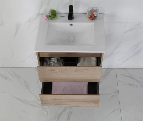 BV10WH Dark Oak Fingerpull Wall Hung Vanity - 600 / 750 / 900 / 1200 / 1500S / 1500D / 1800mm