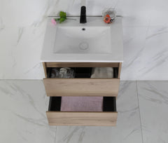 BV10WH Dark Oak Fingerpull Wall Hung Vanity - 600 / 750 / 900 / 1200 / 1500S / 1500D / 1800mm