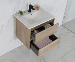 BV10WH Dark Oak Fingerpull Wall Hung Vanity - 600 / 750 / 900 / 1200 / 1500S / 1500D / 1800mm