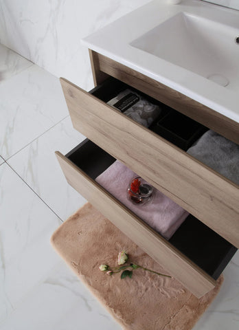 BV10WH Dark Oak Fingerpull Wall Hung Vanity - 600 / 750 / 900 / 1200 / 1500S / 1500D / 1800mm
