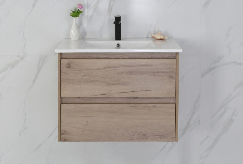 BV10WH Dark Oak Fingerpull Wall Hung Vanity - 600 / 750 / 900 / 1200 / 1500S / 1500D / 1800mm