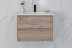 BV10WH Dark Oak Fingerpull Wall Hung Vanity - 600 / 750 / 900 / 1200 / 1500S / 1500D / 1800mm