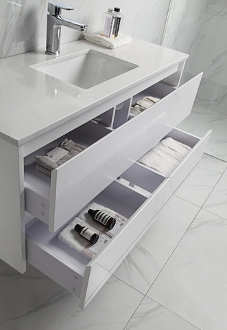 BV15WH Gloss White Fingerpull Wall Hung Vanity - 600 / 750 / 900 / 1200 / 1500S / 1500D / 1800mm