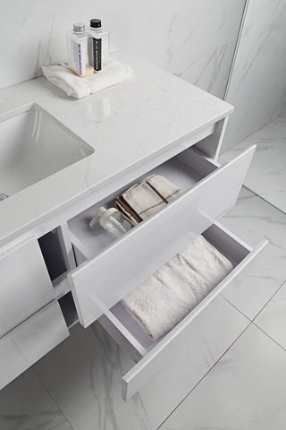 BV15WH Gloss White Fingerpull Wall Hung Vanity - 600 / 750 / 900 / 1200 / 1500S / 1500D / 1800mm