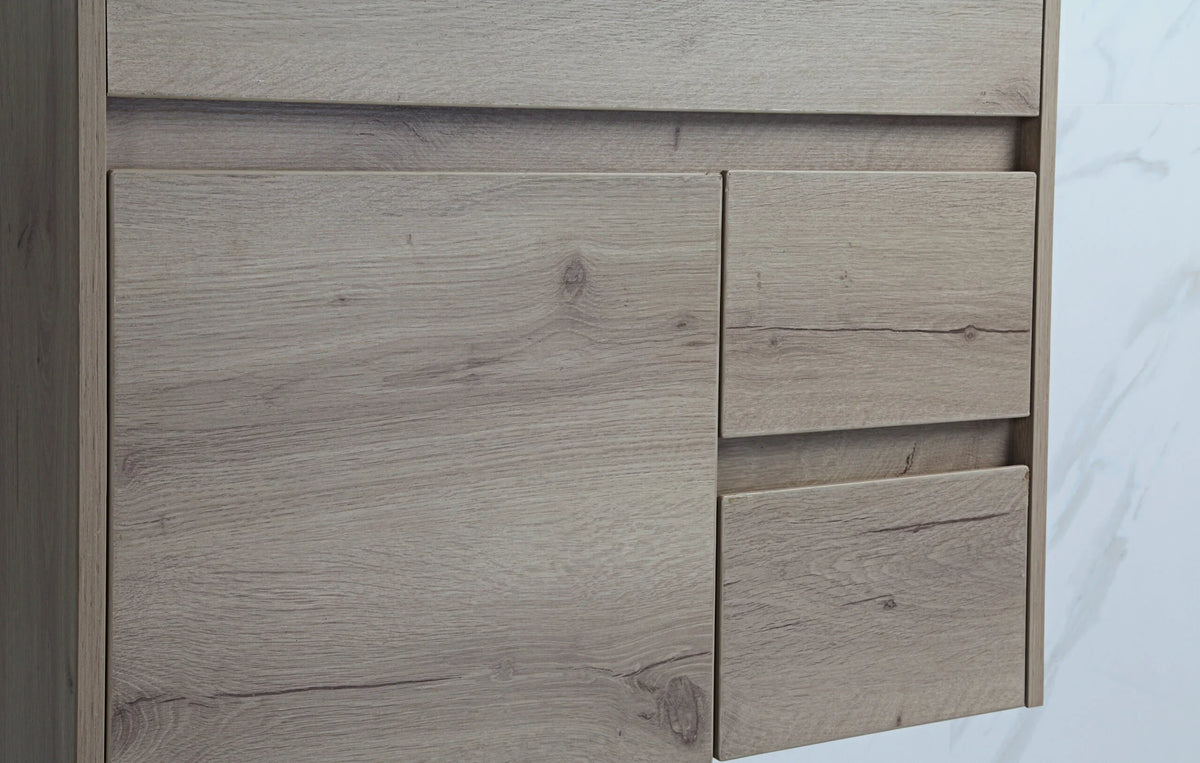BV27WH Slimline Dark Oak Fingerpull Wall Hung Vanity
