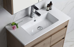 BV27WH Slimline (360mm depth) Dark Oak Fingerpull Wall Hung Vanity - 600 / 750 / 900mm