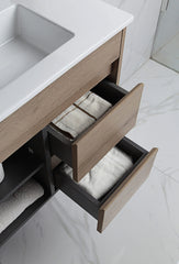 BV27WH Slimline (360mm depth) Dark Oak Fingerpull Wall Hung Vanity - 600 / 750 / 900mm